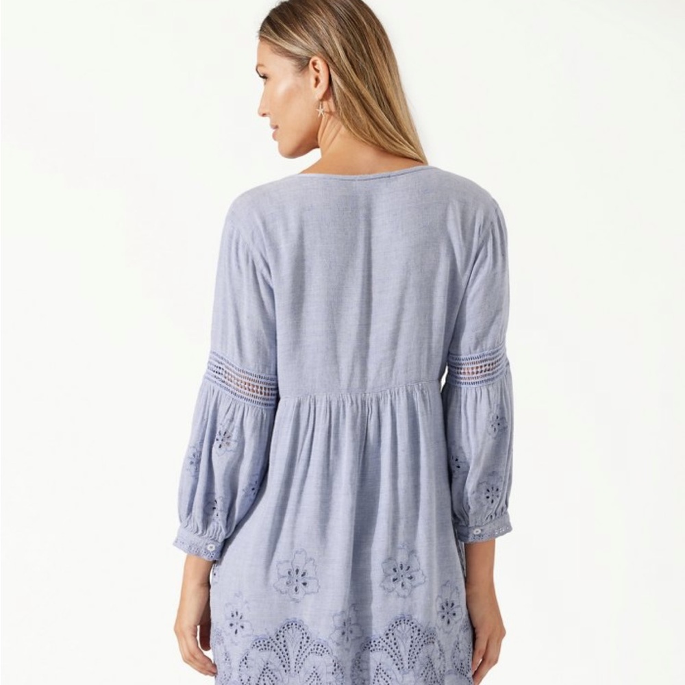 Tommy Bahama Light Blue Embroidered Dress